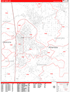 Fort Smith  Wall Map Red Line Style